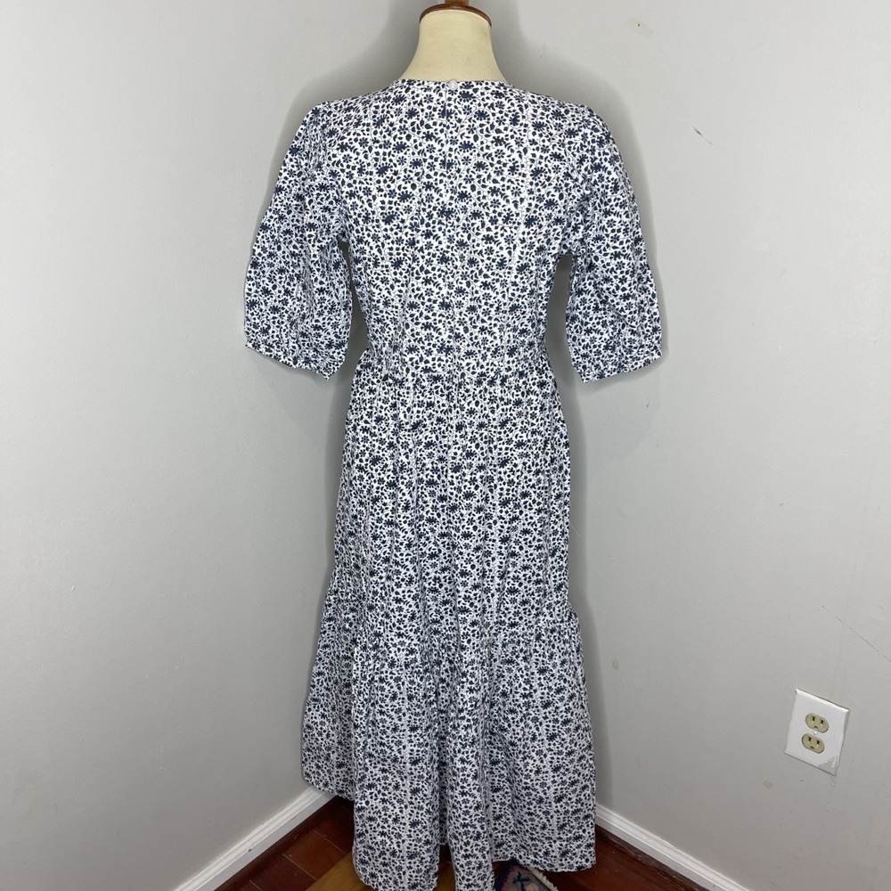 SZ Blockprints Cotton Orti Dress in Blue Floral Small S - Picture 4 of 10